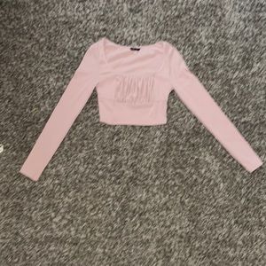 Shein pink long sleeve crop top